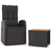 2 Piece Garden Lounge Set Black Poly Rattan&solid Wood