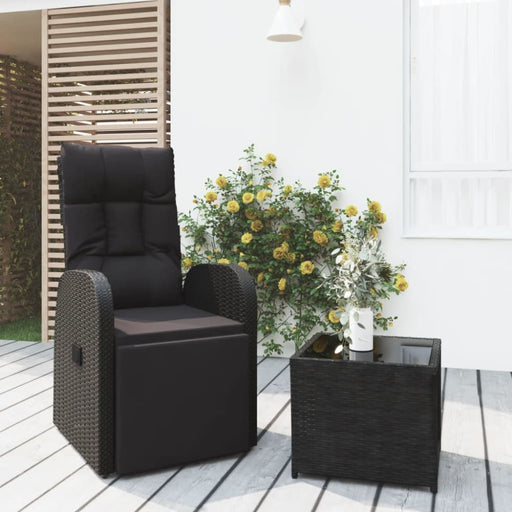 2 Piece Garden Lounge Set Black Poly Rattan&steel Topillo