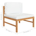 2 Piece Garden Lounge Set With Cream Cushions Teak Wood