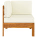 2 Piece Garden Lounge Set With Cream White Cushions Acacia