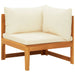 2 Piece Garden Lounge Set With Cream White Cushions Acacia