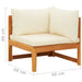 2 Piece Garden Lounge Set With Cream White Cushions Acacia