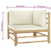 2 Piece Garden Lounge Set With Cream White Cushions Bamboo