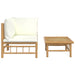 2 Piece Garden Lounge Set With Cream White Cushions Bamboo