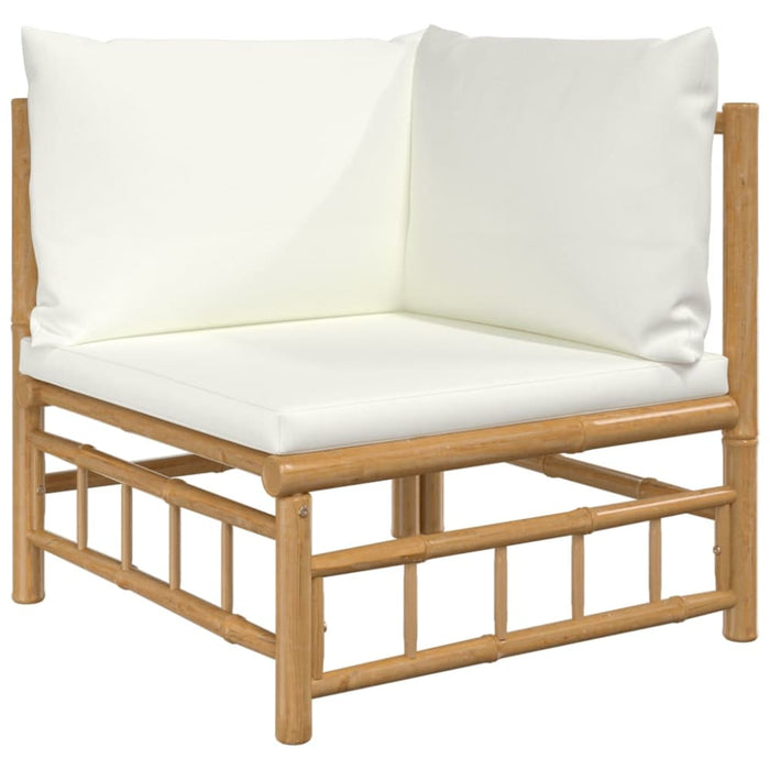 2 Piece Garden Lounge Set With Cream White Cushions Bamboo