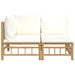 2 Piece Garden Lounge Set With Cream White Cushions Bamboo