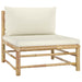 2 Piece Garden Lounge Set With Cream White Cushions Bamboo