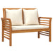 2 Piece Garden Lounge Set With Cream White Cushions Solid