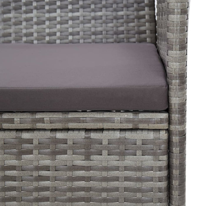 2 Piece Garden Lounge Set With Cushion Poly Rattan Grey