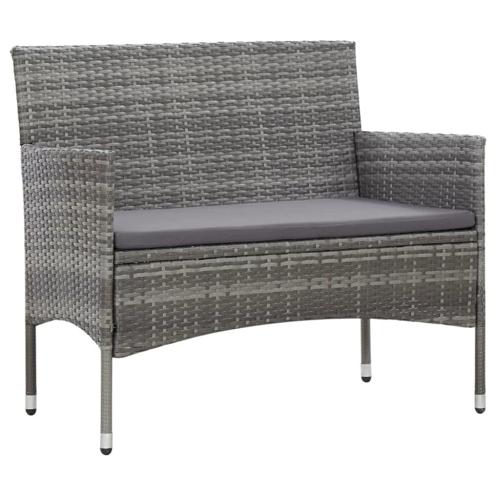 2 Piece Garden Lounge Set With Cushion Poly Rattan Grey