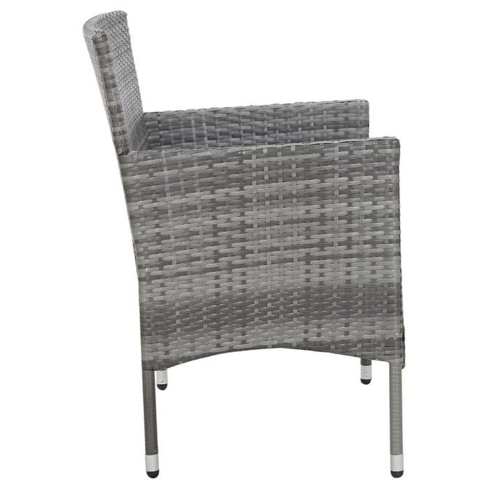 2 Piece Garden Lounge Set With Cushion Poly Rattan Grey