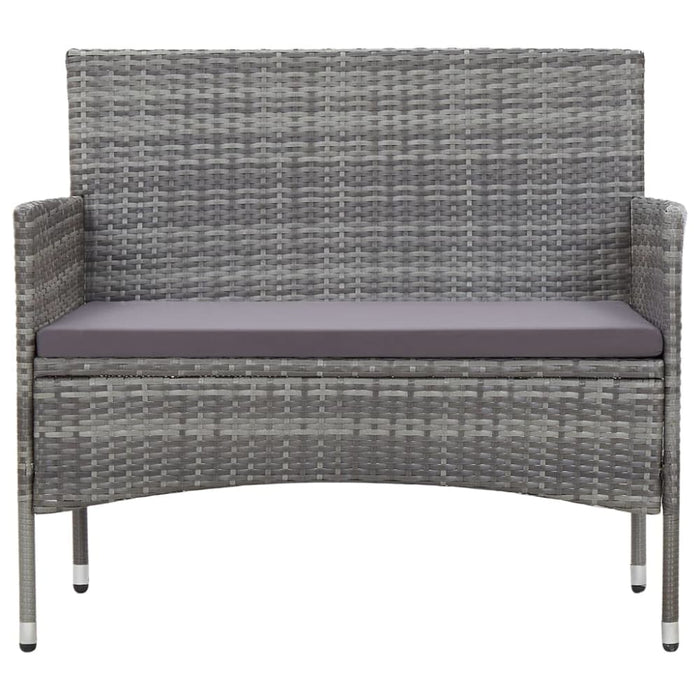 2 Piece Garden Lounge Set With Cushion Poly Rattan Grey