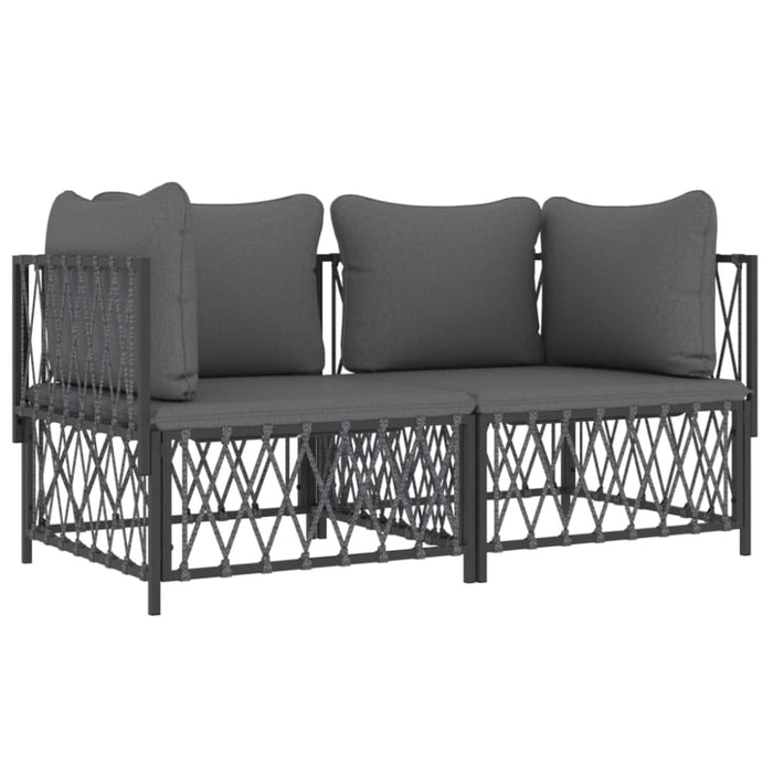 2 Piece Garden Lounge Set With Cushions Anthracite Steel