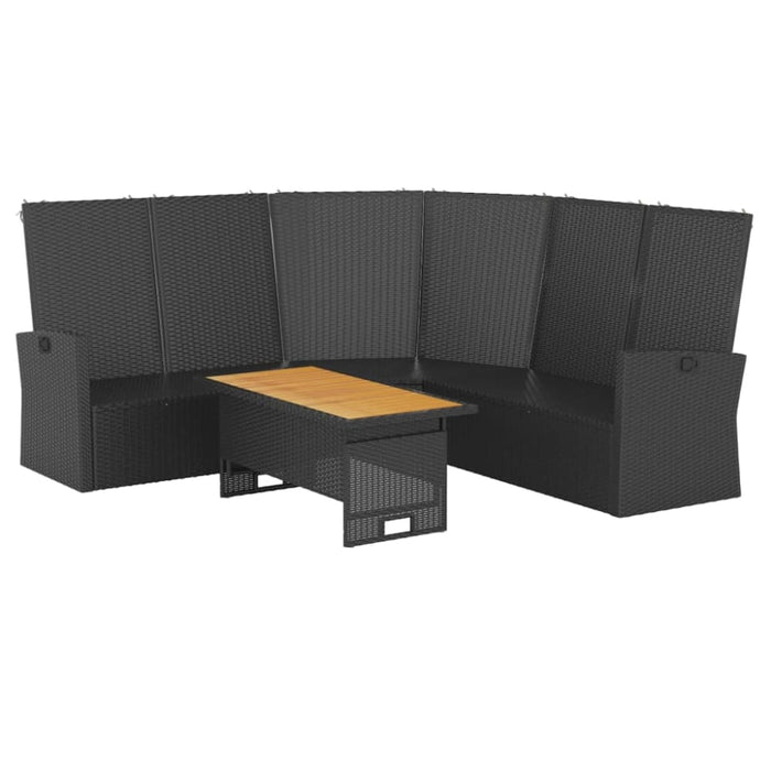 2 Piece Garden Lounge Set With Cushions Black Poly Rattan