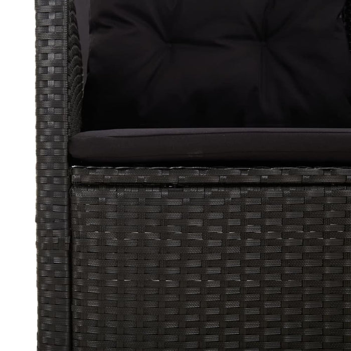 2 Piece Garden Lounge Set With Cushions Black Poly Rattan