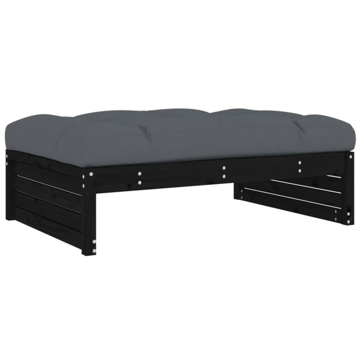 2 Piece Garden Lounge Set With Cushions Black Solid Wood