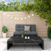 2 Piece Garden Lounge Set With Cushions Black Solid Wood