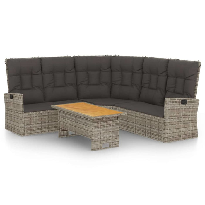 2 Piece Garden Lounge Set With Cushions Grey Poly Rattan