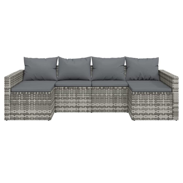 2 Piece Garden Lounge Set With Cushions Grey Poly Rattan