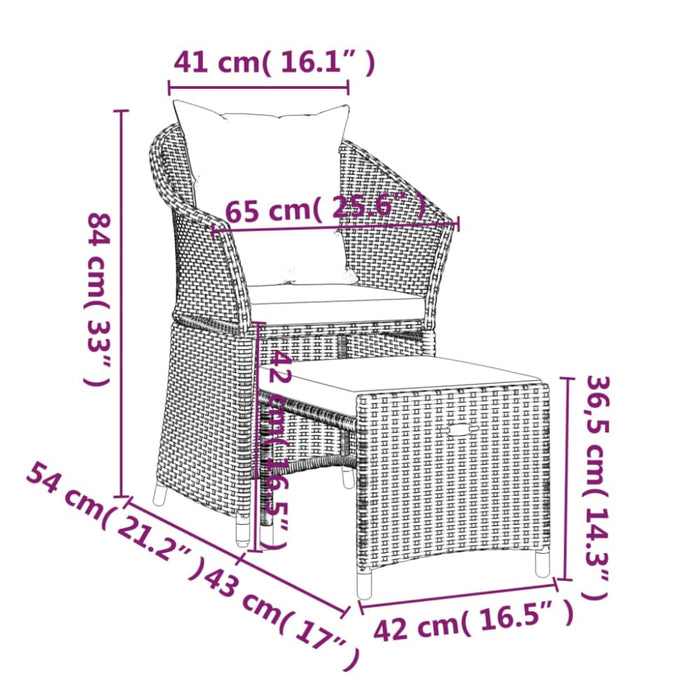 2 Piece Garden Lounge Set With Cushions Grey Poly Rattan