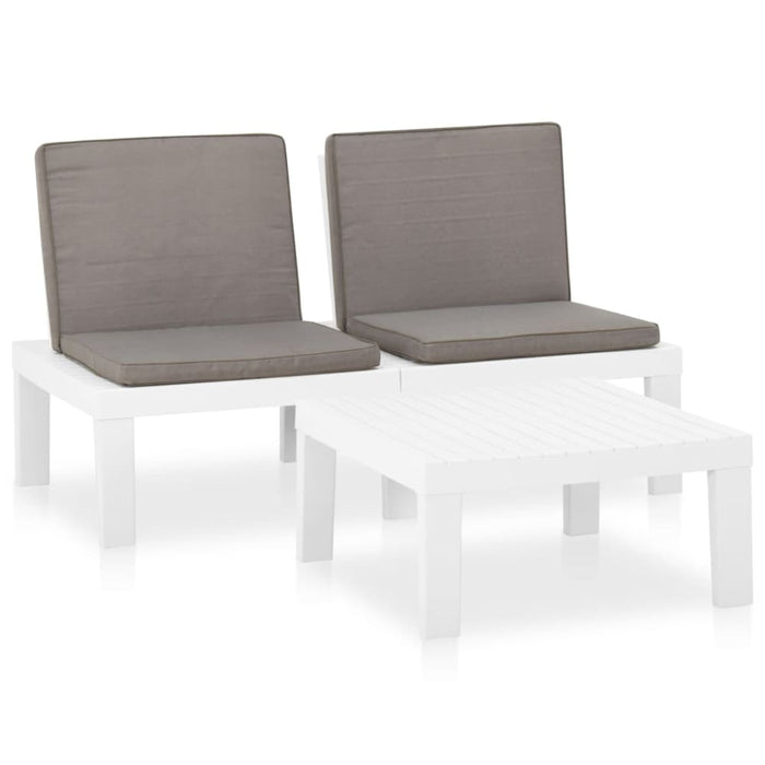 2 Piece Garden Lounge Set With Cushions Plastic White Topnpx