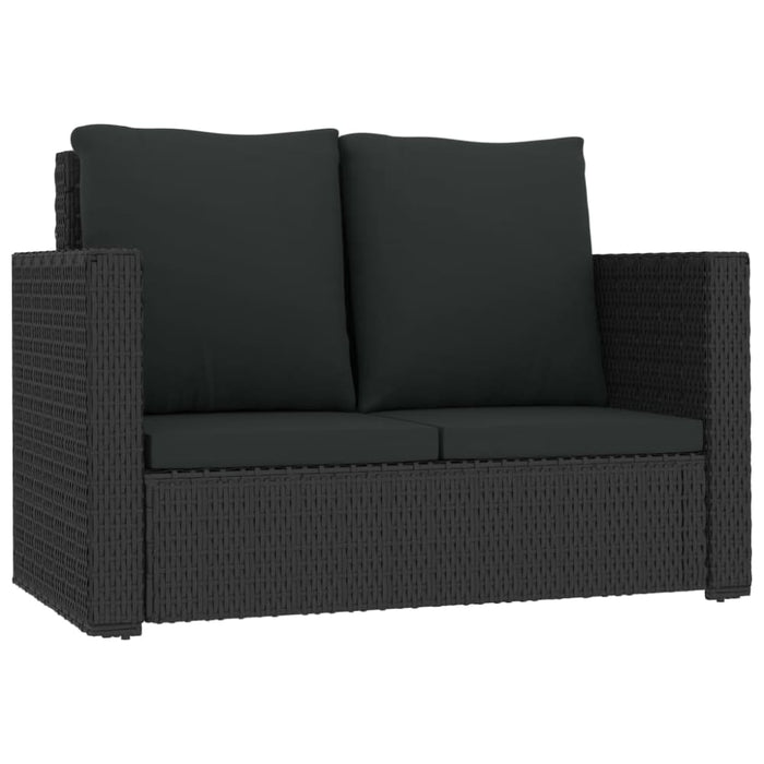 2 Piece Garden Lounge Set With Cushions Poly Rattan Black