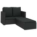 2 Piece Garden Lounge Set With Cushions Poly Rattan Black