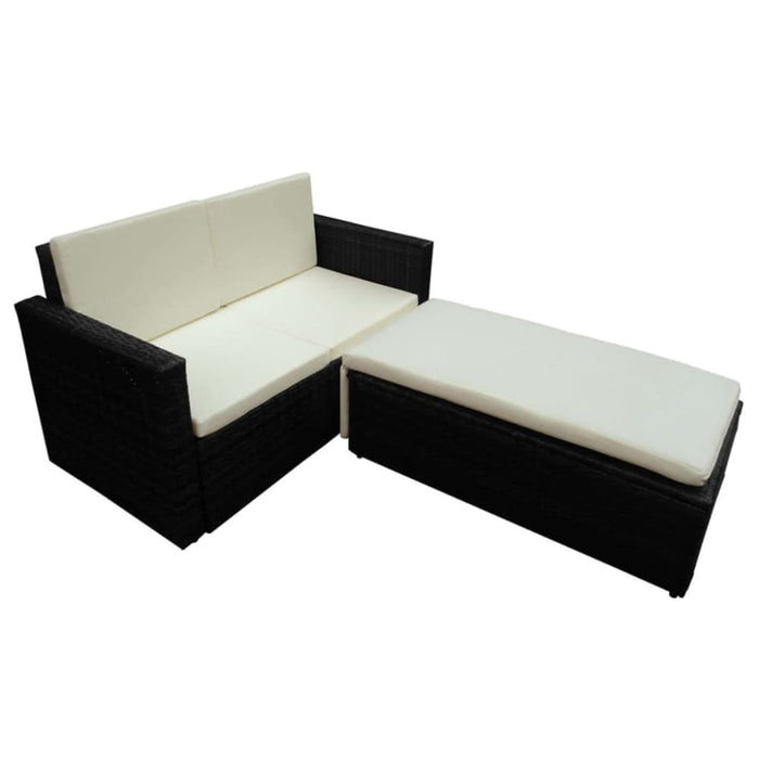 2 Piece Garden Lounge Set With Cushions Poly Rattan Black