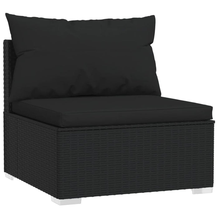 2 Piece Garden Lounge Set With Cushions Poly Rattan Black