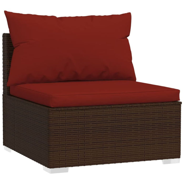 2 Piece Garden Lounge Set With Cushions Poly Rattan Brown