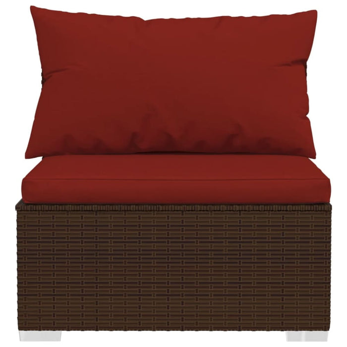 2 Piece Garden Lounge Set With Cushions Poly Rattan Brown