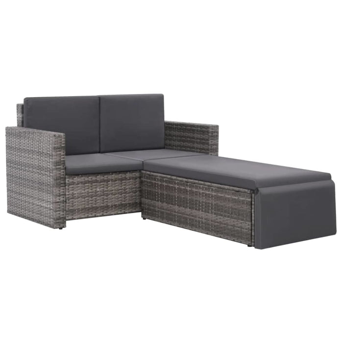 2 Piece Garden Lounge Set With Cushions Poly Rattan Grey