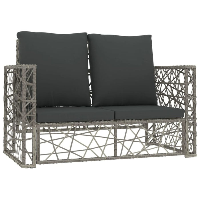 2 Piece Garden Lounge Set With Cushions Poly Rattan Grey