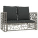 2 Piece Garden Lounge Set With Cushions Poly Rattan Grey