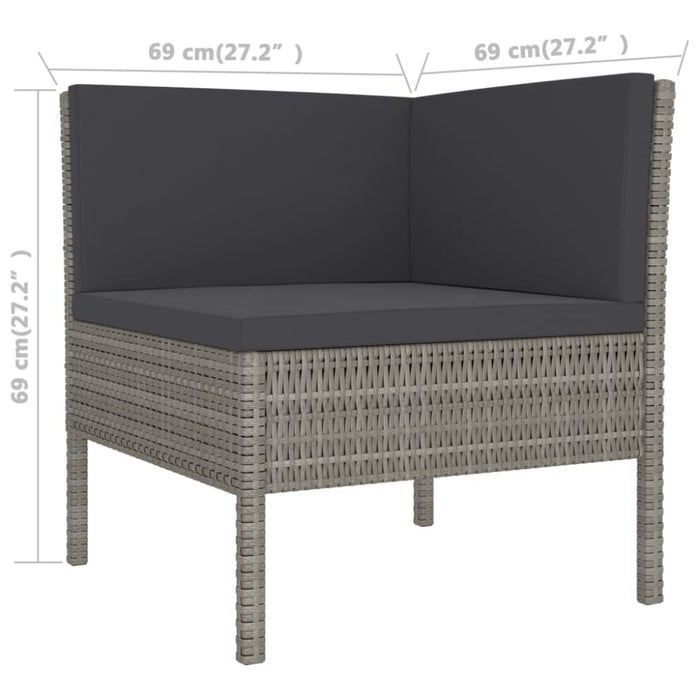 2 Piece Garden Lounge Set With Cushions Poly Rattan Grey