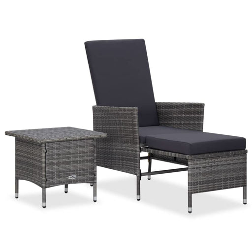 2 Piece Garden Lounge Set With Cushions Poly Rattan Grey