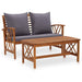 2 Piece Garden Lounge Set With Cushions Solid Acacia Wood