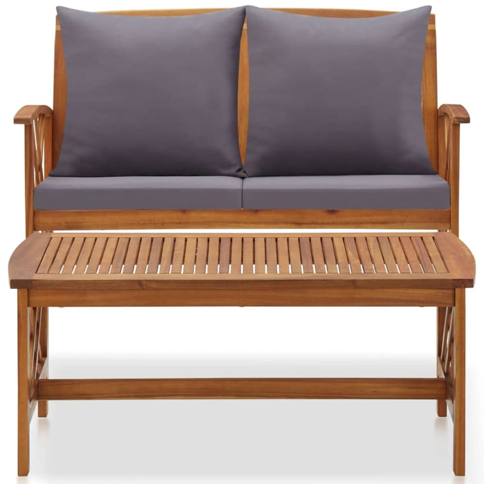 2 Piece Garden Lounge Set With Cushions Solid Acacia Wood