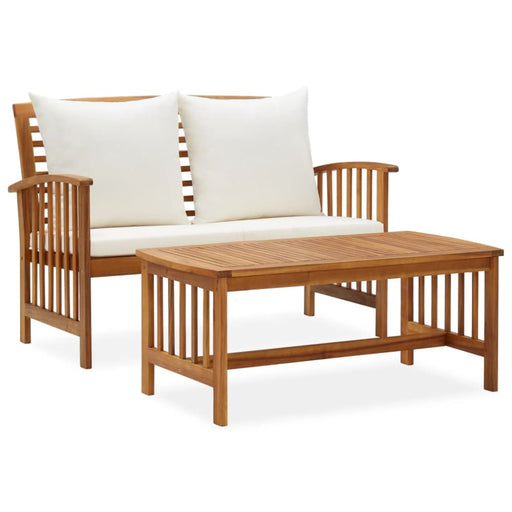 2 Piece Garden Lounge Set With Cushions Solid Acacia Wood