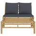 2 Piece Garden Lounge Set With Dark Grey Cushions Bamboo