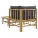 2 Piece Garden Lounge Set With Dark Grey Cushions Bamboo