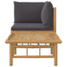 2 Piece Garden Lounge Set With Dark Grey Cushions Bamboo