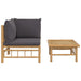 2 Piece Garden Lounge Set With Dark Grey Cushions Bamboo