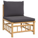 2 Piece Garden Lounge Set With Dark Grey Cushions Bamboo