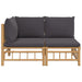 2 Piece Garden Lounge Set With Dark Grey Cushions Bamboo