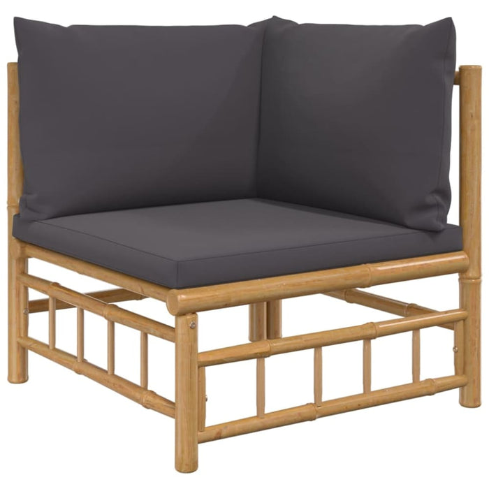 2 Piece Garden Lounge Set With Dark Grey Cushions Bamboo