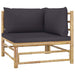 2 Piece Garden Lounge Set With Dark Grey Cushions Bamboo