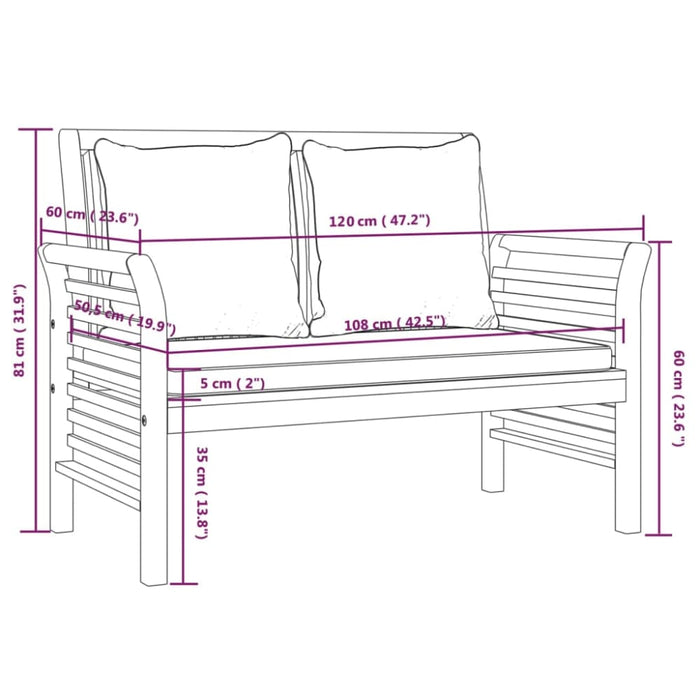 2 Piece Garden Lounge Set With Dark Grey Cushions Solid