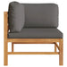 2 Piece Garden Lounge Set With Dark Grey Cushions Teak Wood