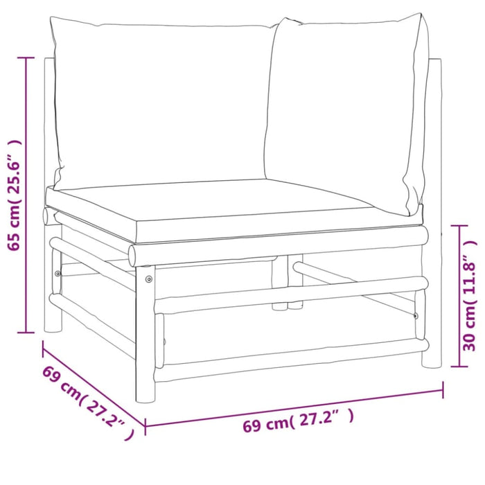 2 Piece Garden Lounge Set With Green Cushions Bamboo Tlxxkx